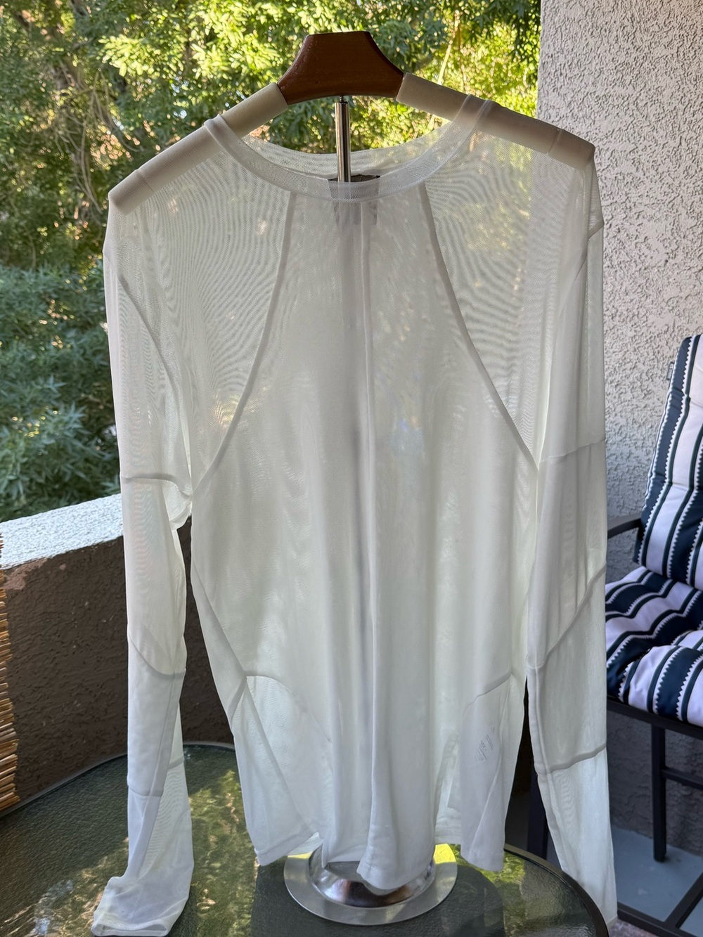 ORTTU Men's Sheer Lightweight Long Sleeve Tee - White